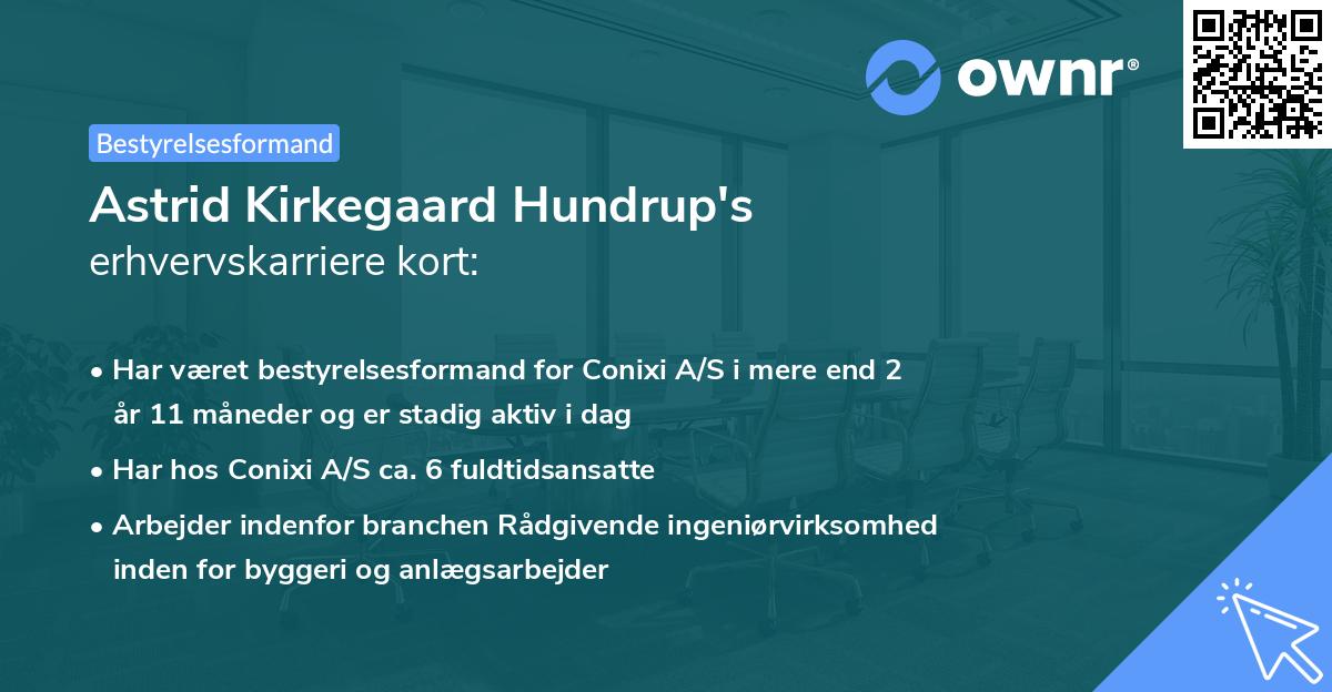 Astrid Kirkegaard Hundrup's erhvervskarriere kort