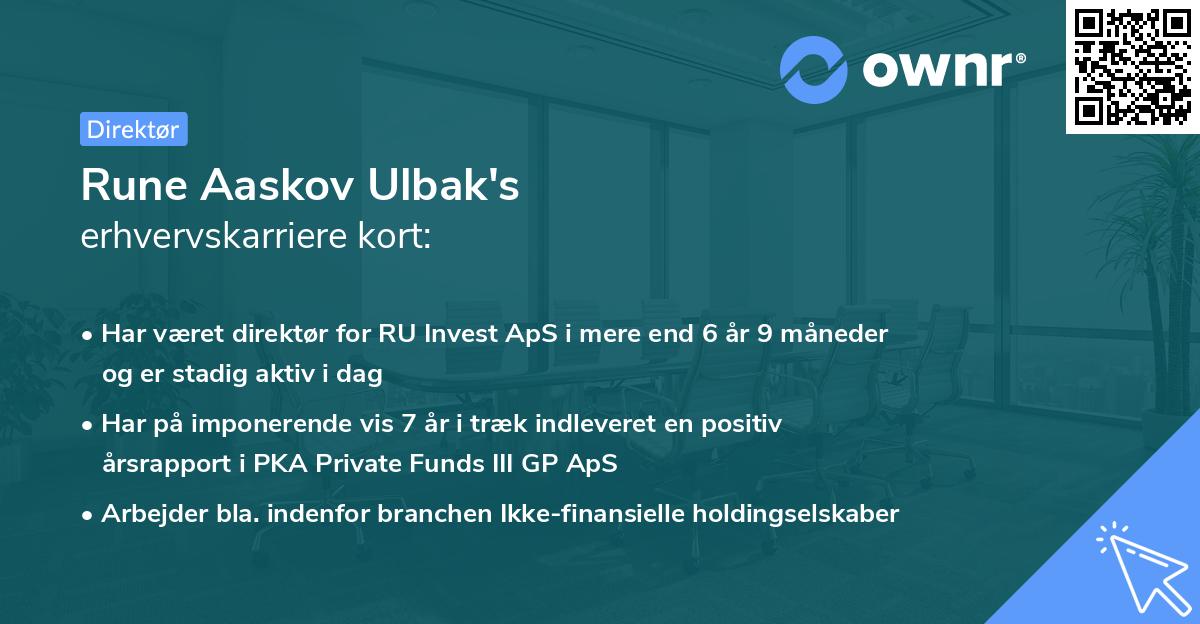 Rune Aaskov Ulbak's erhvervskarriere kort