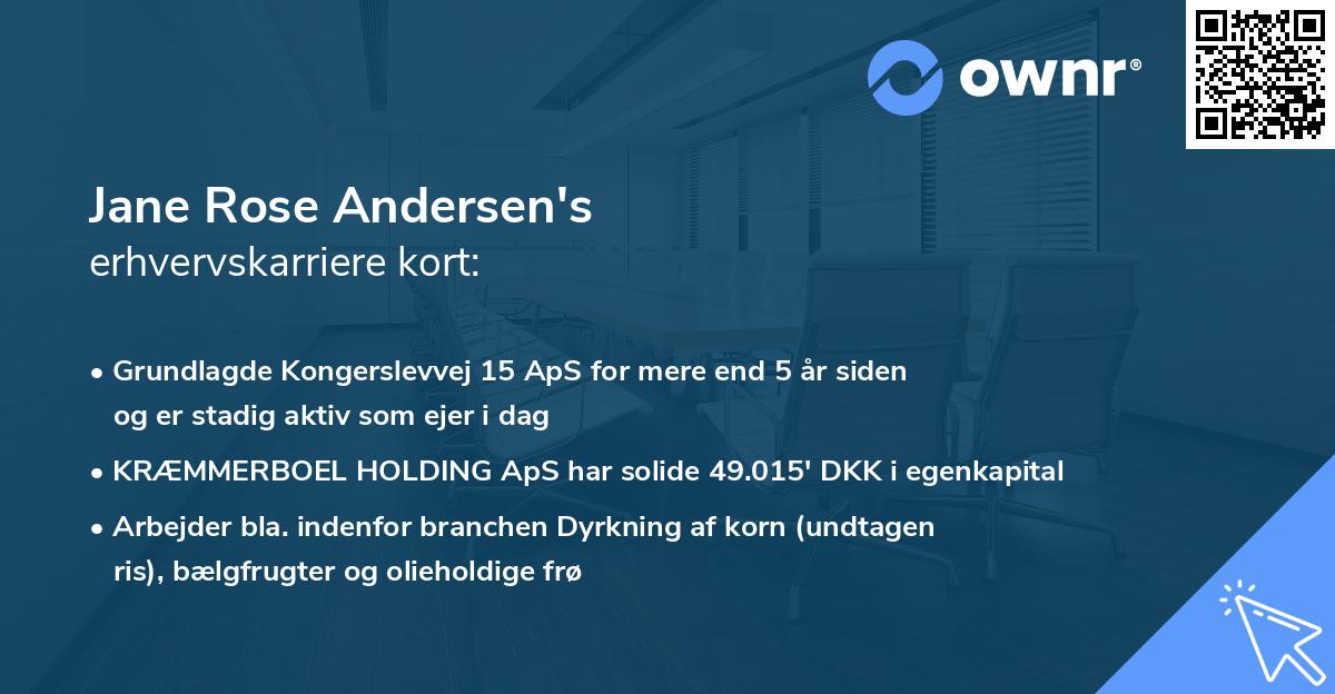 Jane Rose Andersen's erhvervskarriere kort