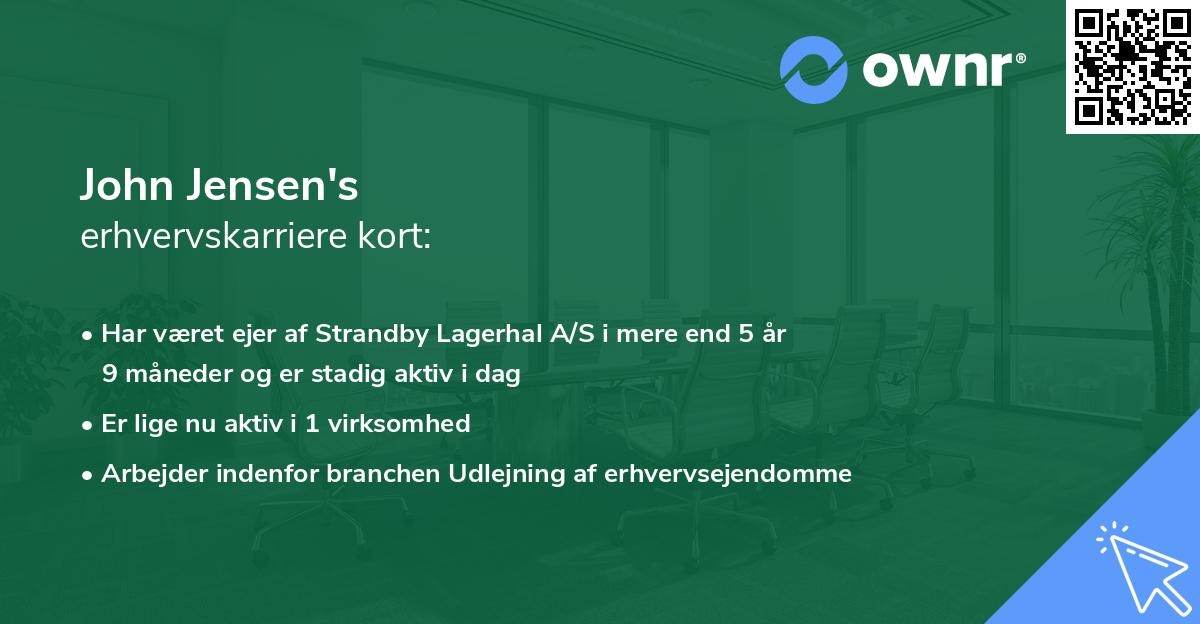 John Jensen's erhvervskarriere kort