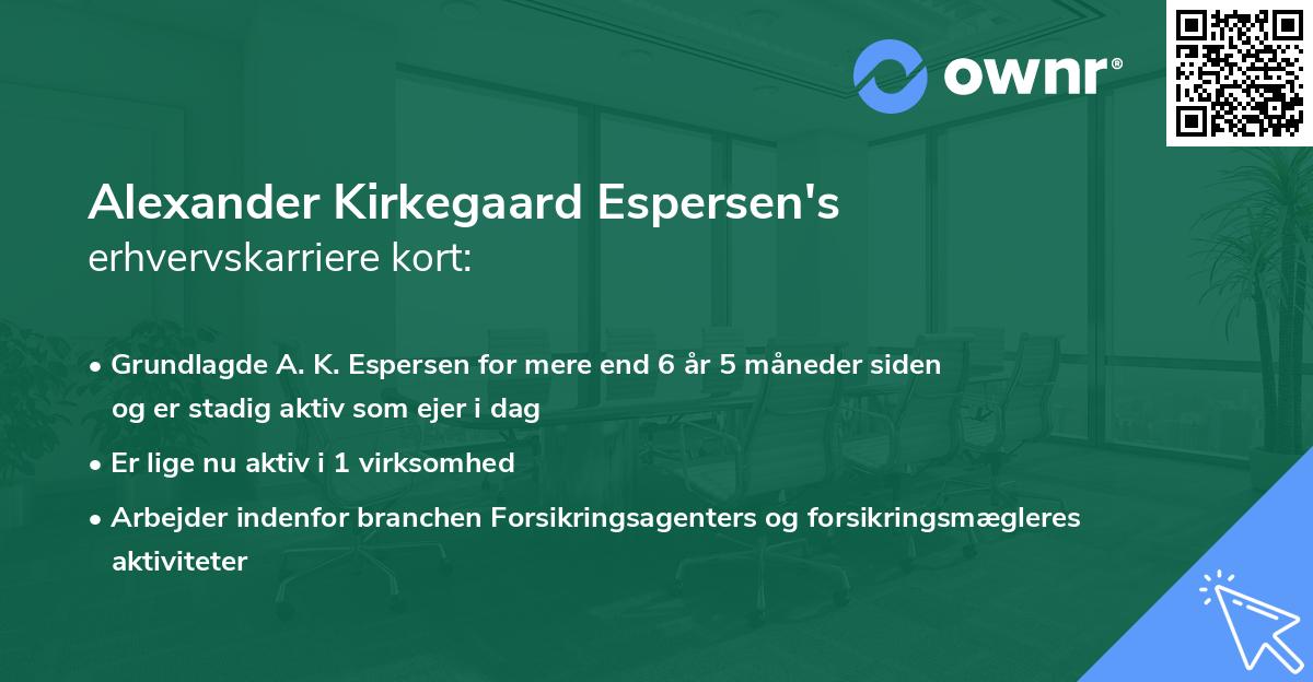 Alexander Kirkegaard Espersen's erhvervskarriere kort