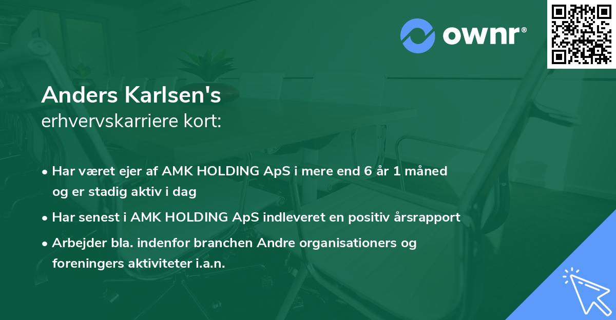 Anders Karlsen's erhvervskarriere kort
