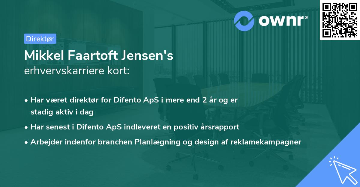 Mikkel Faartoft Jensen's erhvervskarriere kort