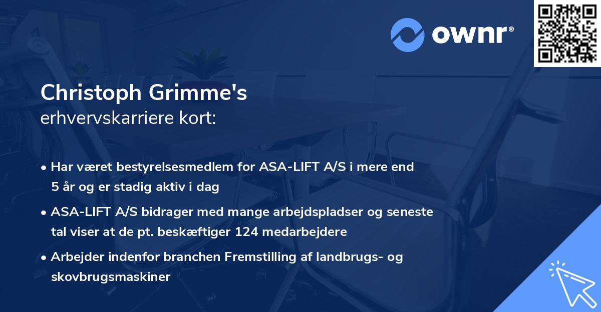 Christoph Grimme's erhvervskarriere kort