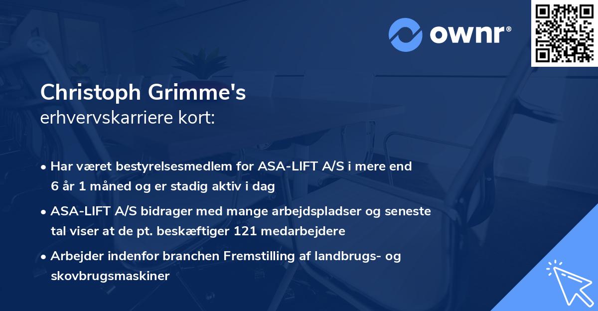 Christoph Grimme's erhvervskarriere kort