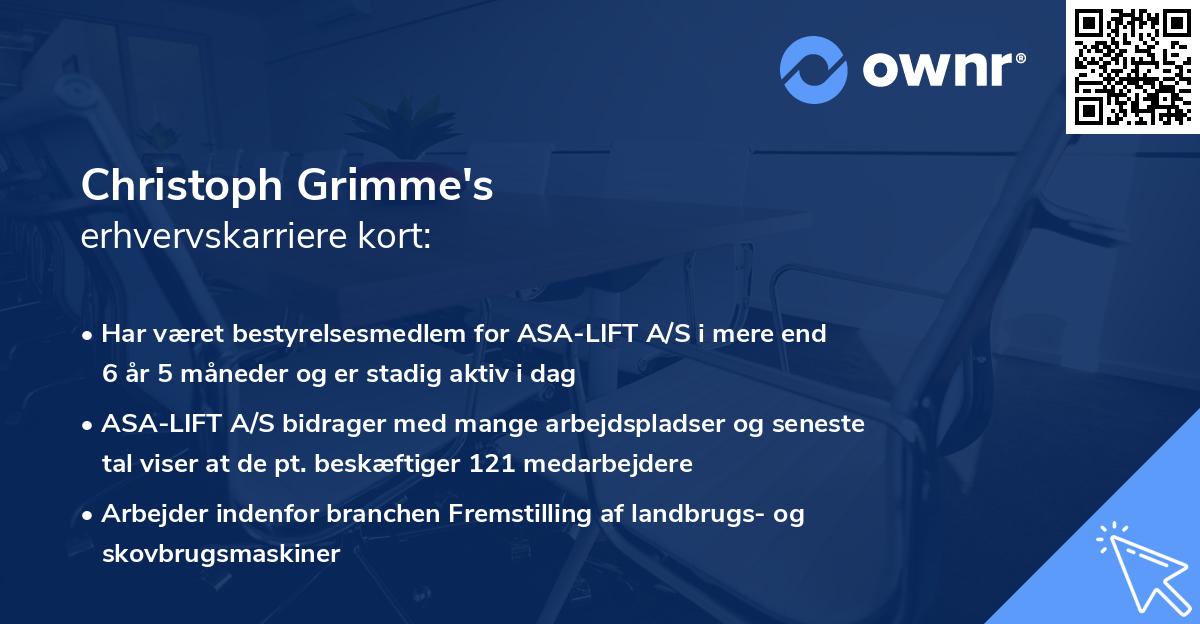Christoph Grimme's erhvervskarriere kort