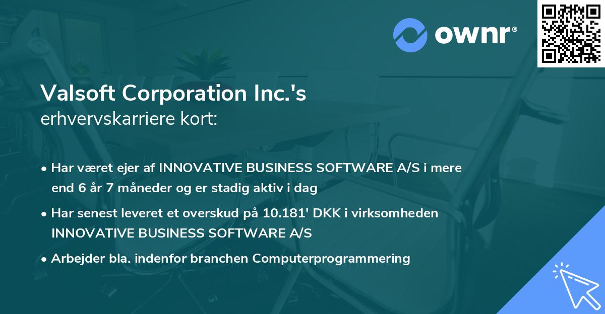 Valsoft Corporation Inc.'s erhvervskarriere kort
