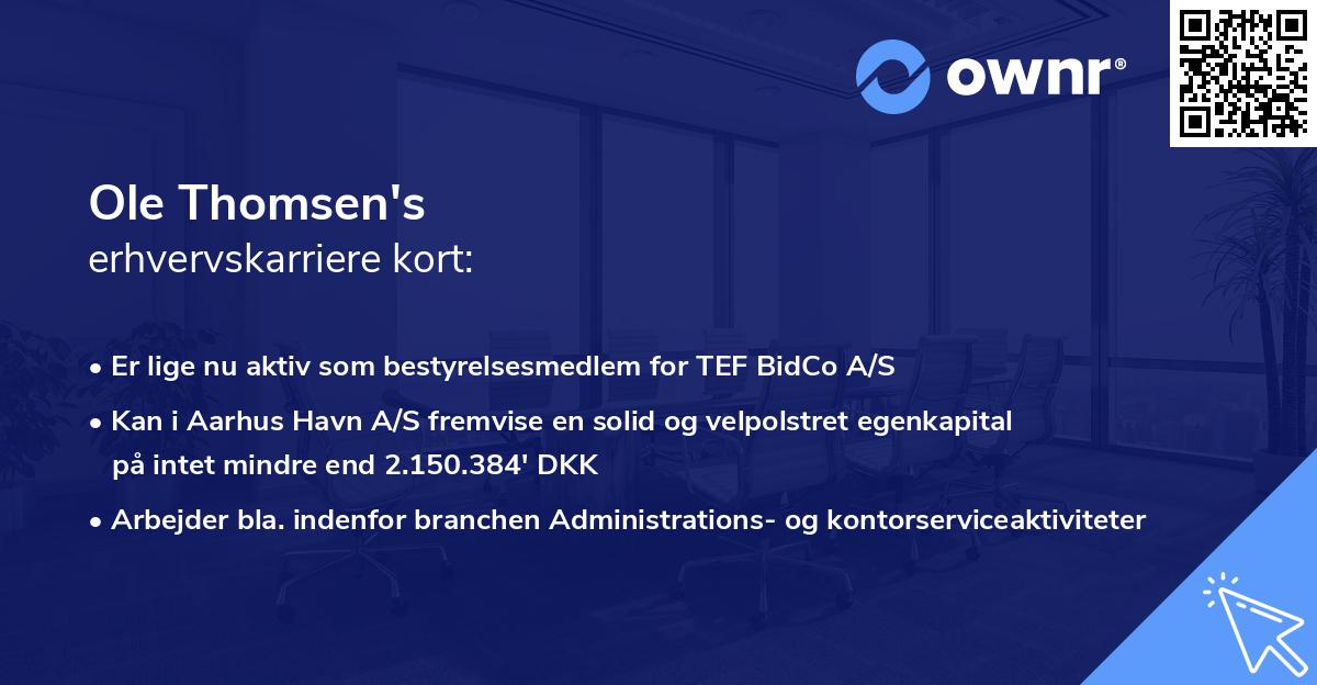 Ole Thomsen's erhvervskarriere kort