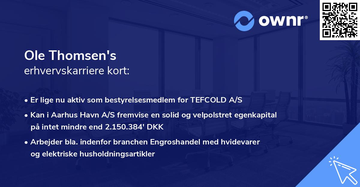 Ole Thomsen's erhvervskarriere kort
