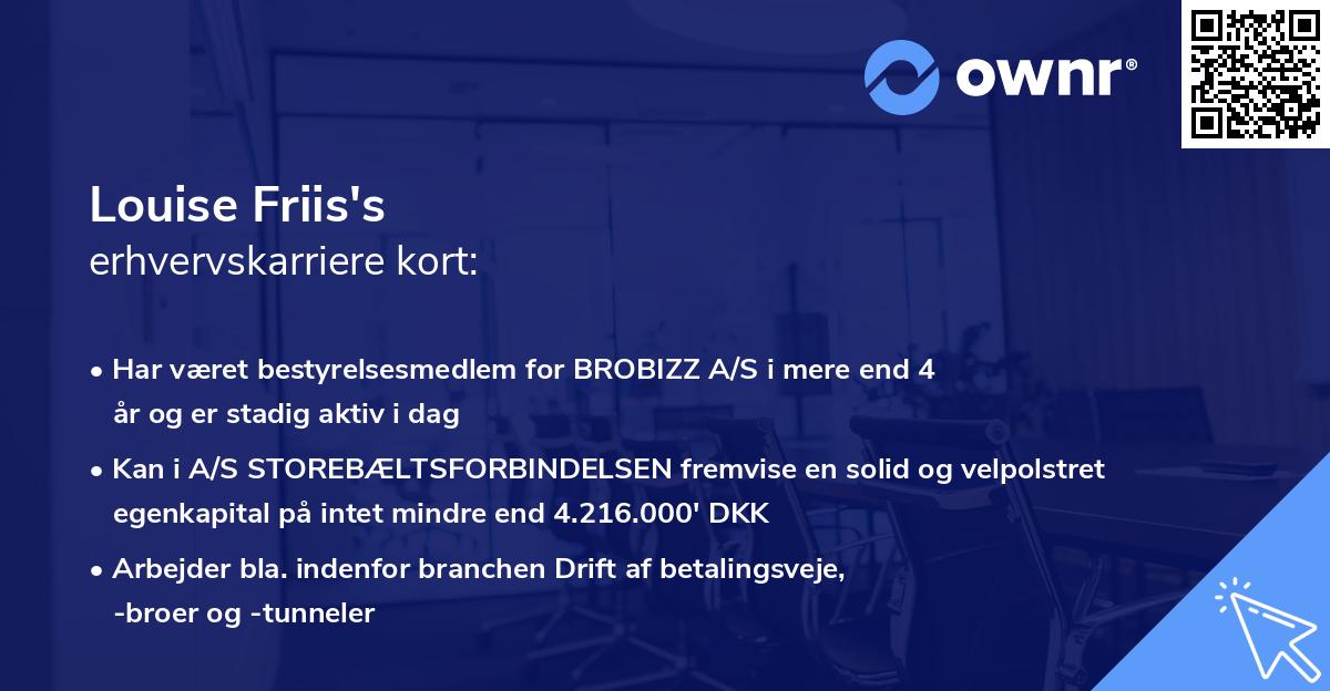 Louise Friis's erhvervskarriere kort