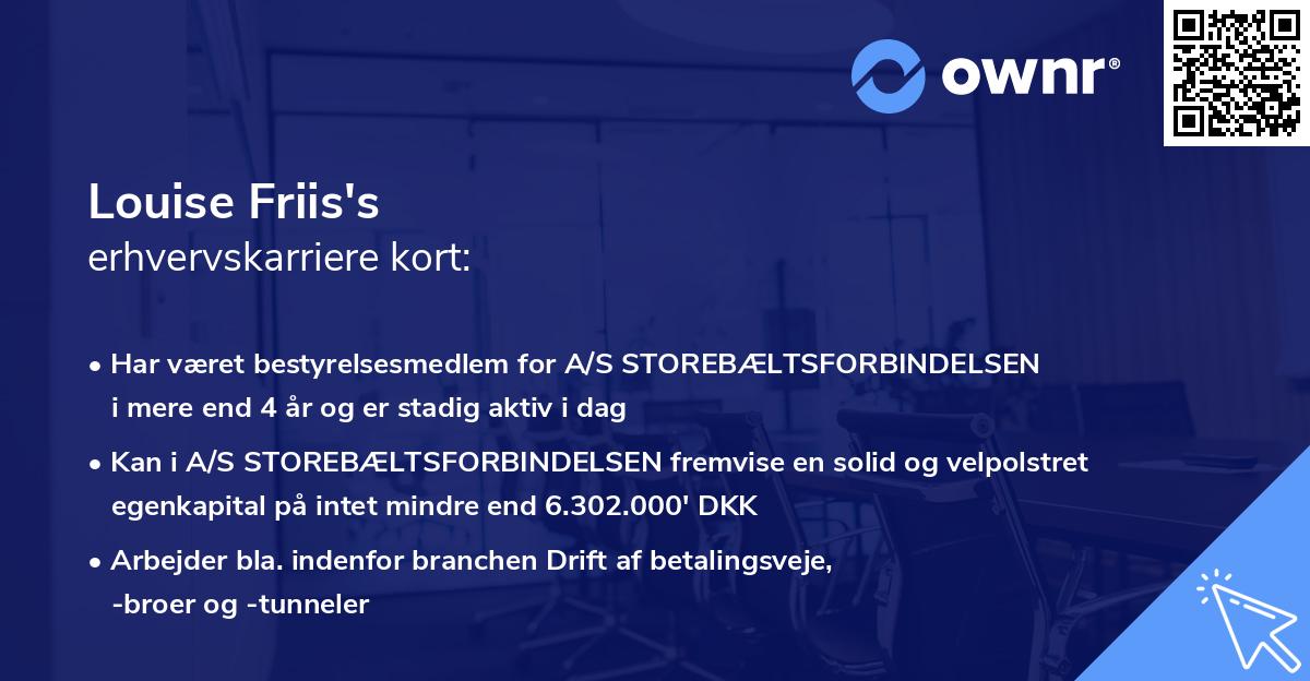 Louise Friis's erhvervskarriere kort