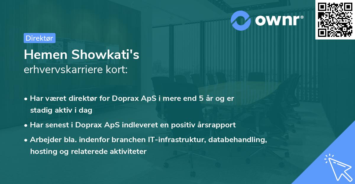 Hemen Showkati's erhvervskarriere kort