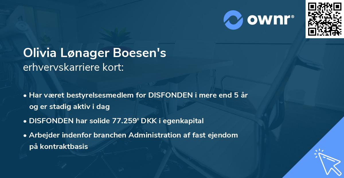 Olivia Lønager Boesen's erhvervskarriere kort