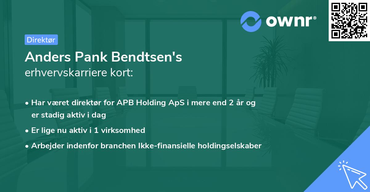 Anders Pank Bendtsen's erhvervskarriere kort