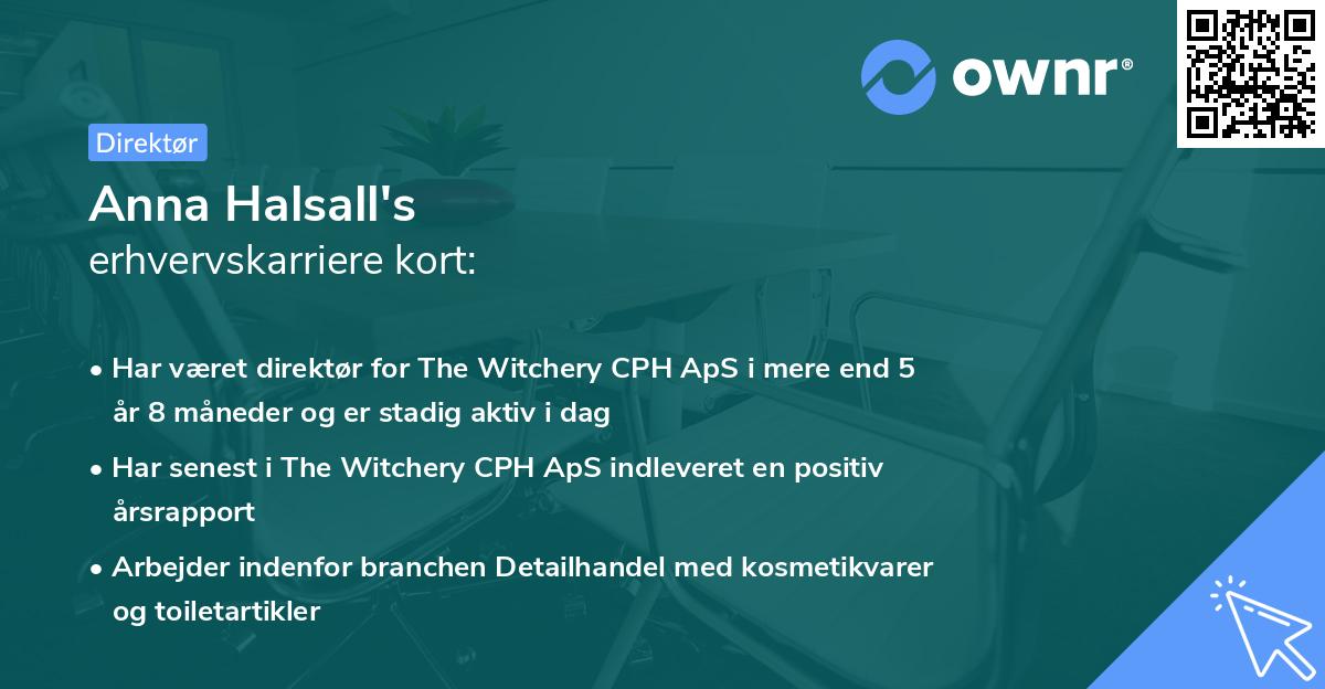 Anna Halsall's erhvervskarriere kort