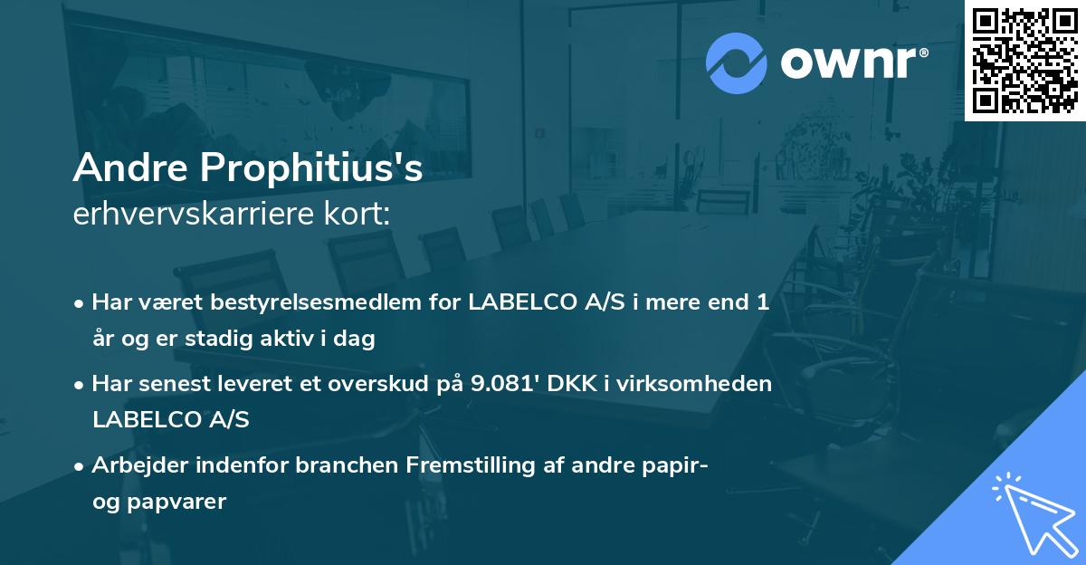 Andre Prophitius's erhvervskarriere kort