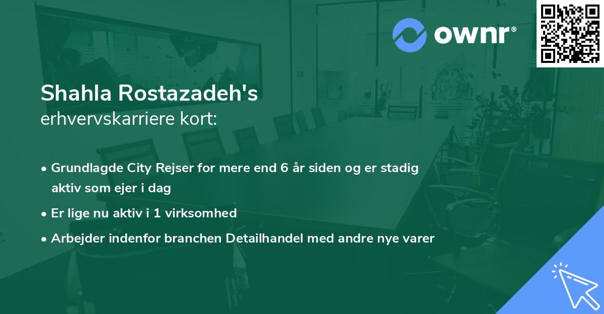 Shahla Rostazadeh's erhvervskarriere kort