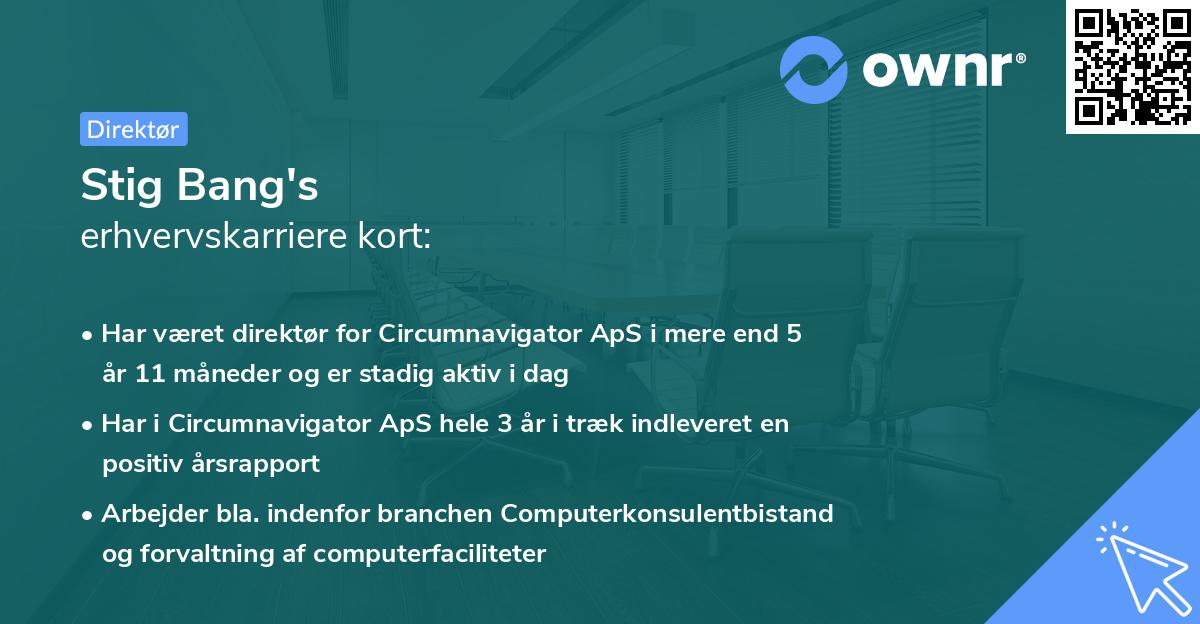 Stig Bang's erhvervskarriere kort