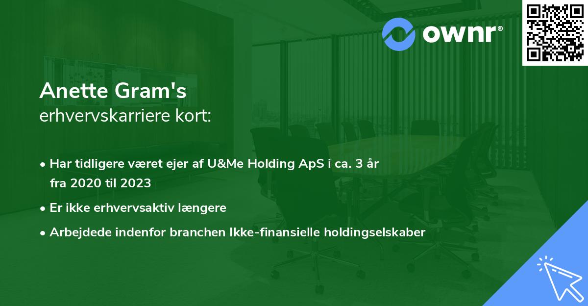 Anette Gram's erhvervskarriere kort