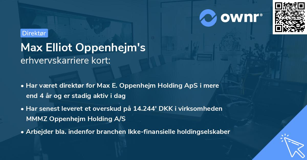 Max Elliot Oppenhejm's erhvervskarriere kort