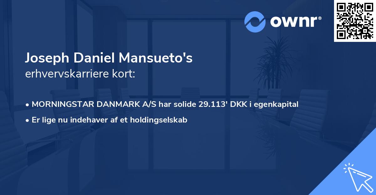 Joseph Daniel Mansueto's erhvervskarriere kort