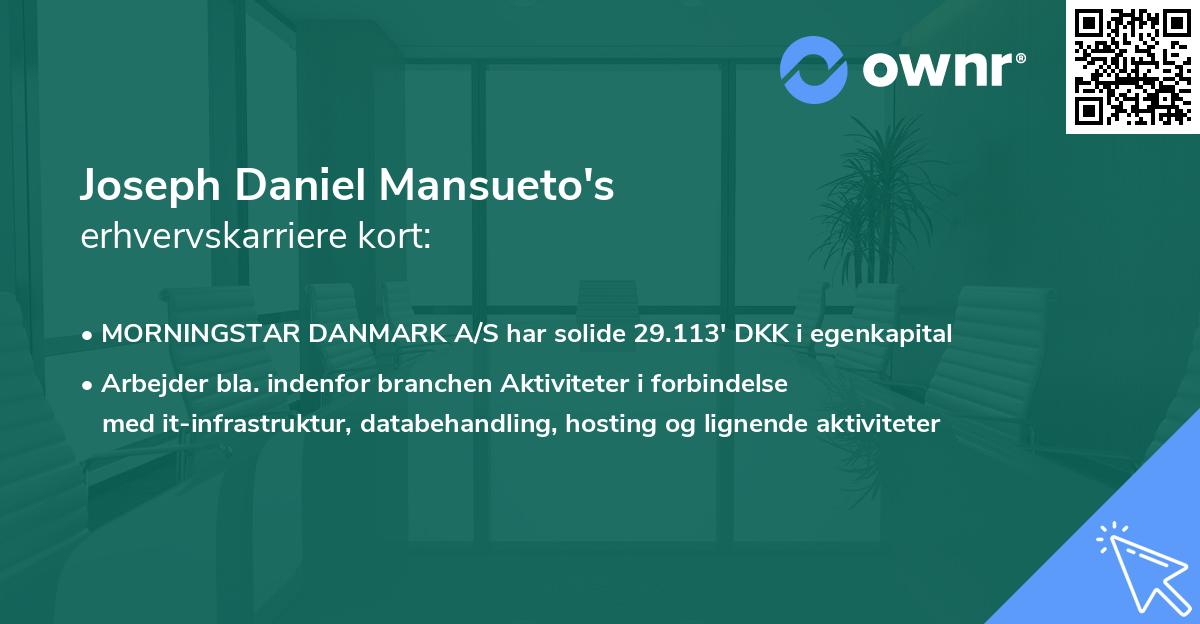 Joseph Daniel Mansueto's erhvervskarriere kort