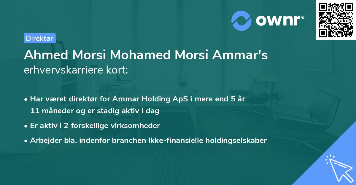 Ahmed Morsi Mohamed Morsi Ammar's erhvervskarriere kort