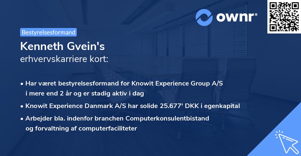 Kenneth Gvein's erhvervskarriere kort