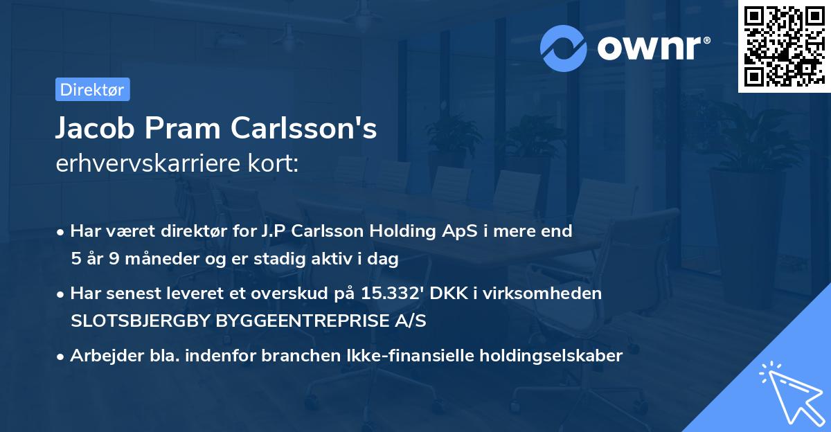 Jacob Pram Carlsson's erhvervskarriere kort