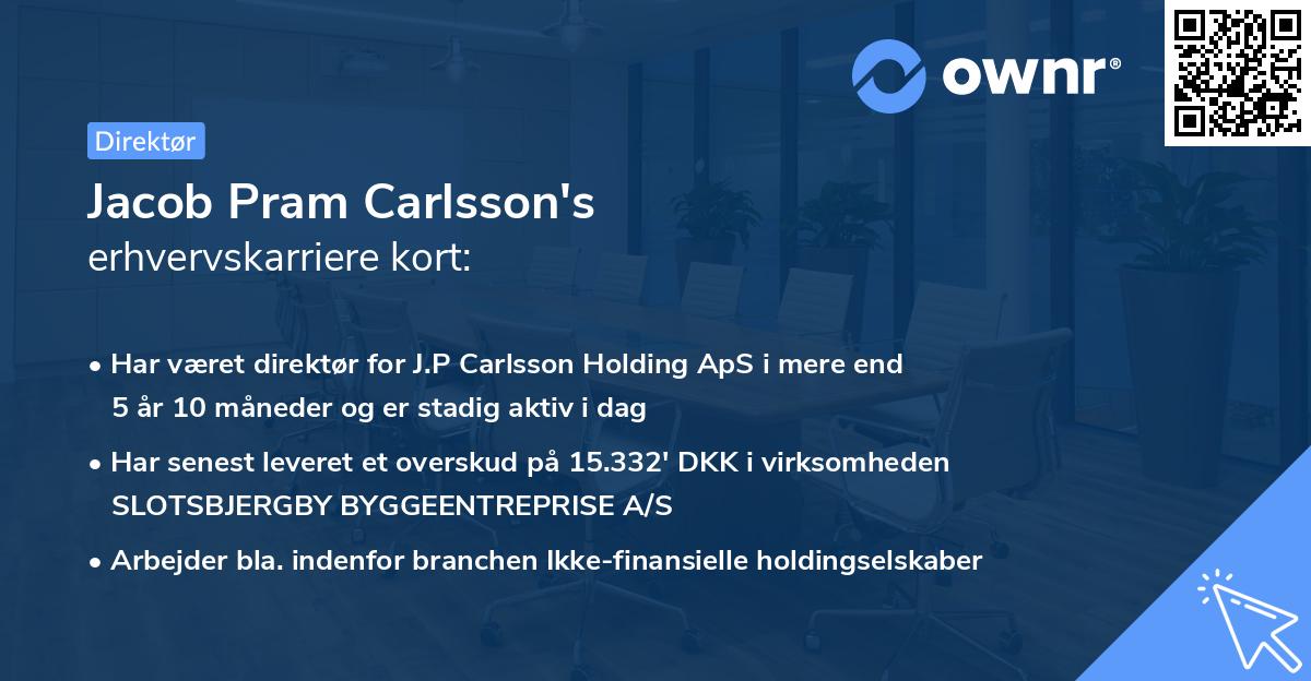 Jacob Pram Carlsson's erhvervskarriere kort