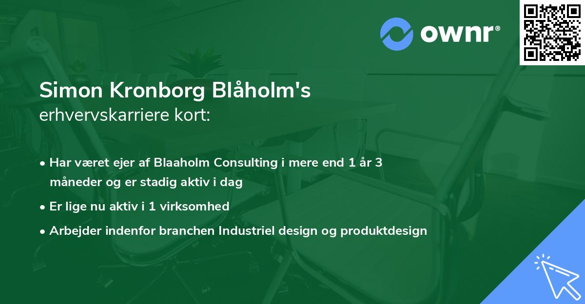 Simon Kronborg Blåholm's erhvervskarriere kort
