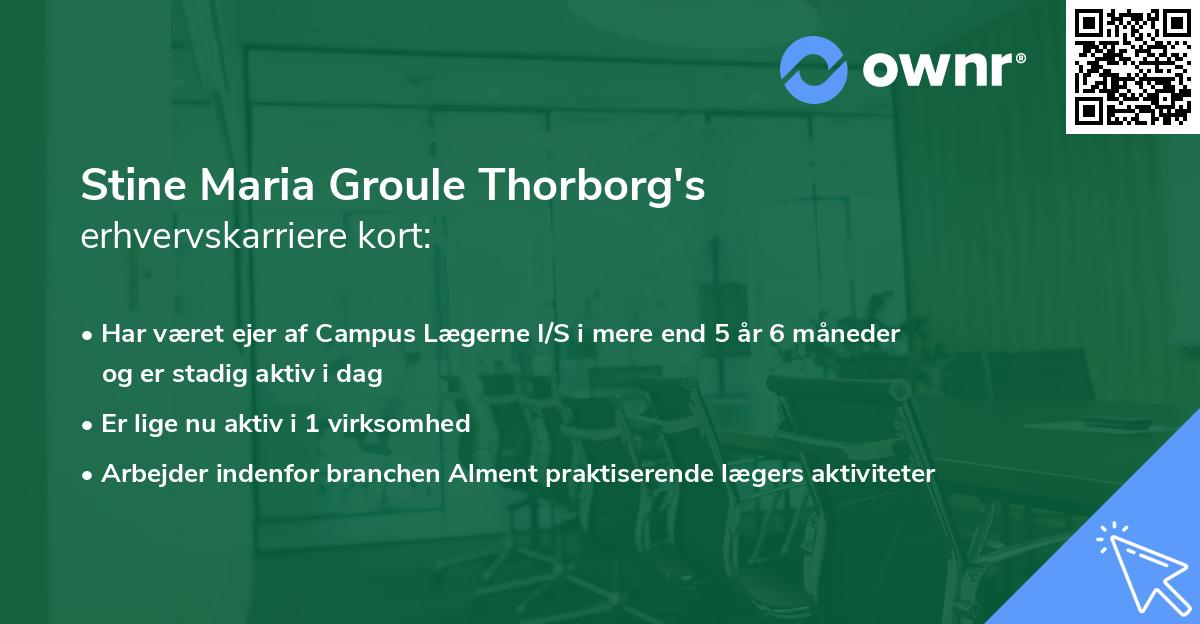 Stine Maria Groule Thorborg's erhvervskarriere kort