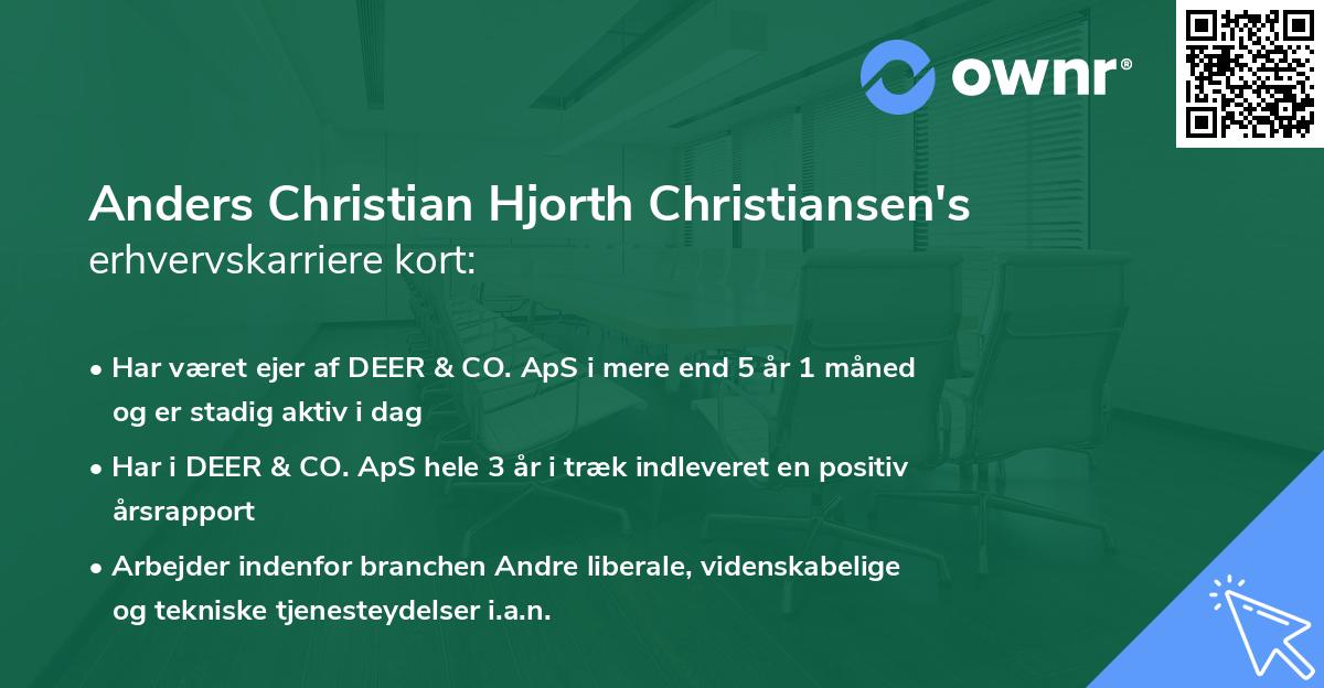 Anders Christian Hjorth Christiansen's erhvervskarriere kort