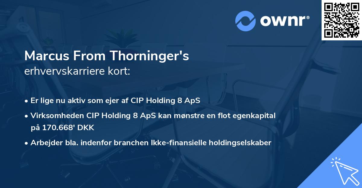 Marcus From Thorninger's erhvervskarriere kort