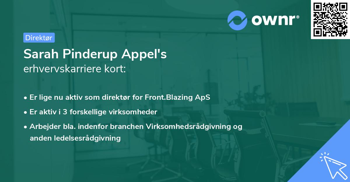 Sarah Pinderup Appel's erhvervskarriere kort