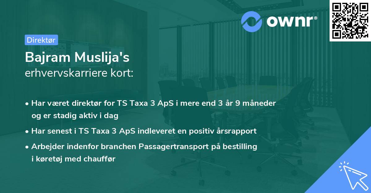 Bajram Muslija's erhvervskarriere kort