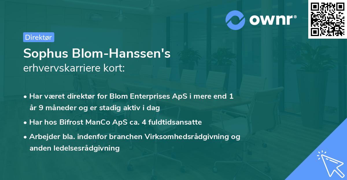 Sophus Blom-Hanssen's erhvervskarriere kort