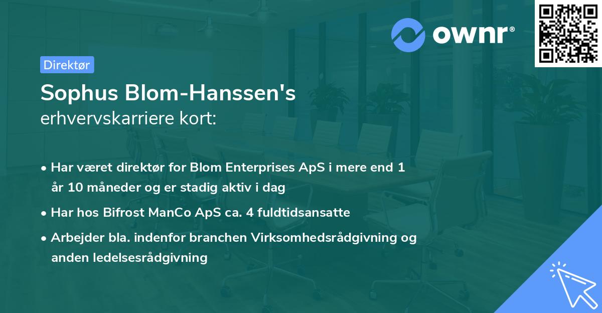 Sophus Blom-Hanssen's erhvervskarriere kort