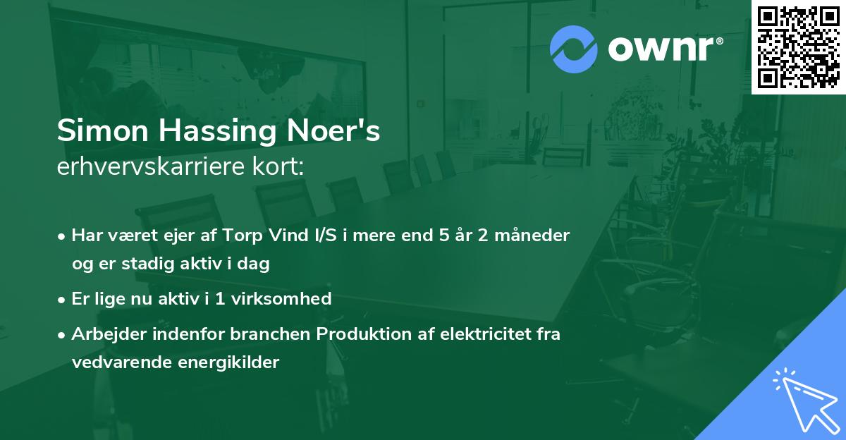 Simon Hassing Noer's erhvervskarriere kort
