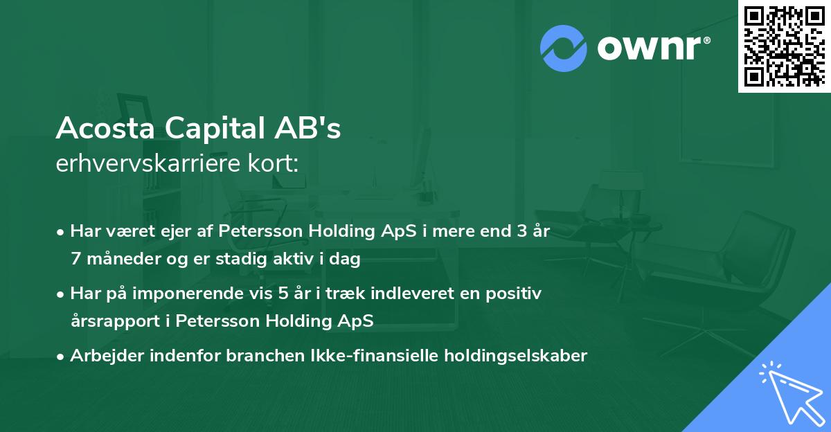 Acosta Capital AB's erhvervskarriere kort