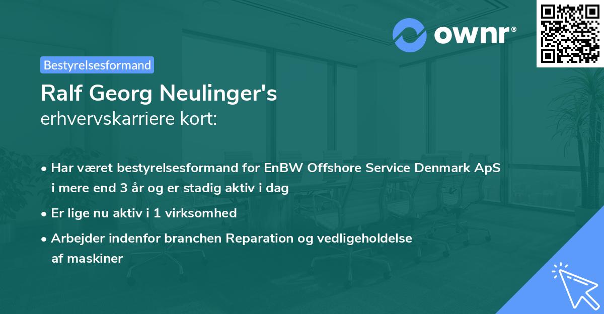 Ralf Georg Neulinger's erhvervskarriere kort