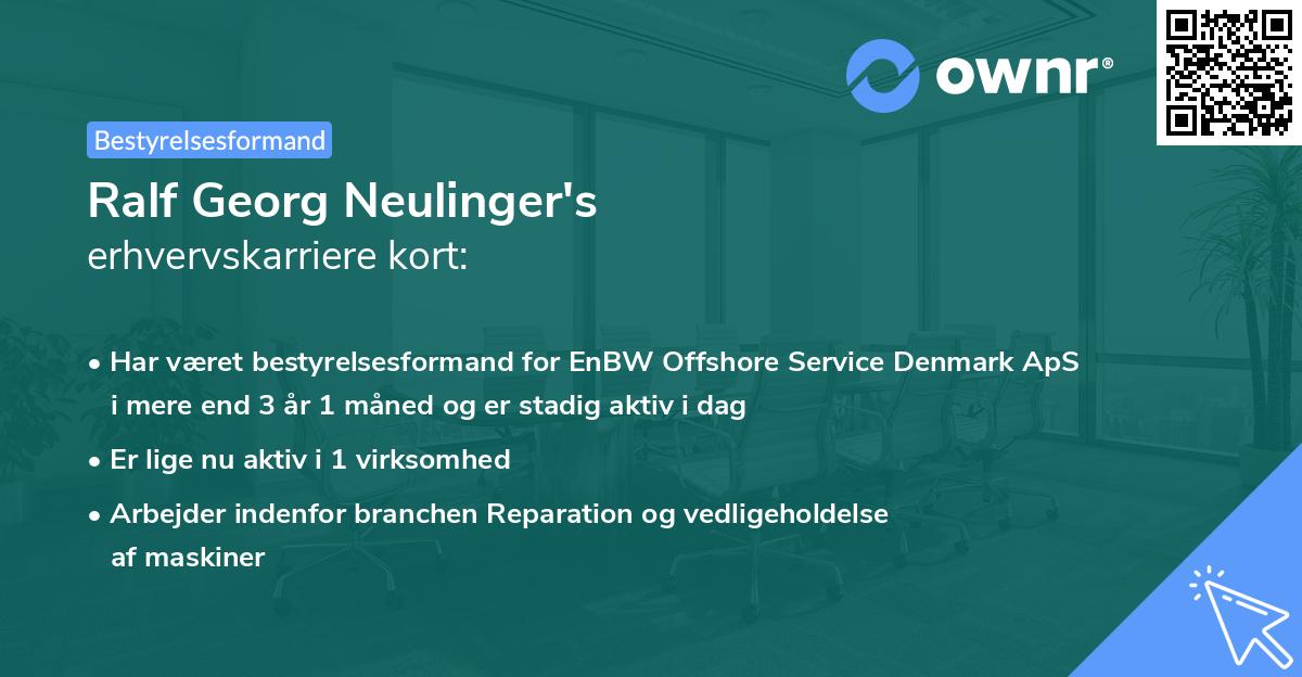 Ralf Georg Neulinger's erhvervskarriere kort