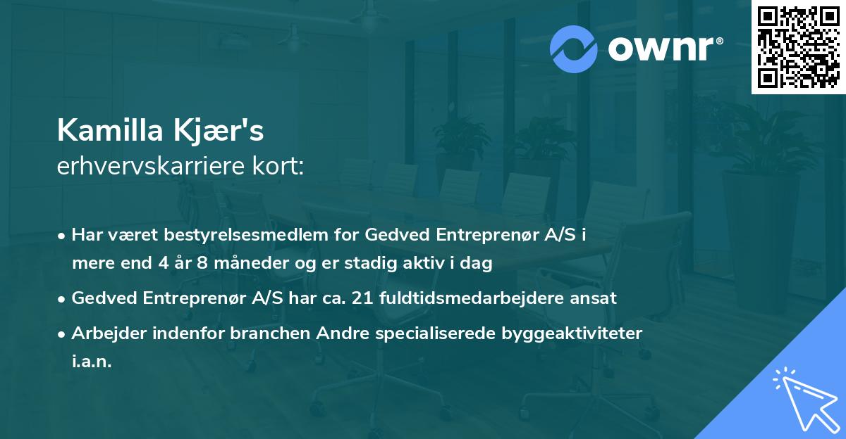 Kamilla Kjær's erhvervskarriere kort