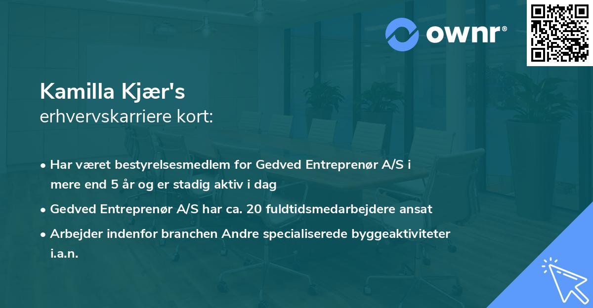 Kamilla Kjær's erhvervskarriere kort