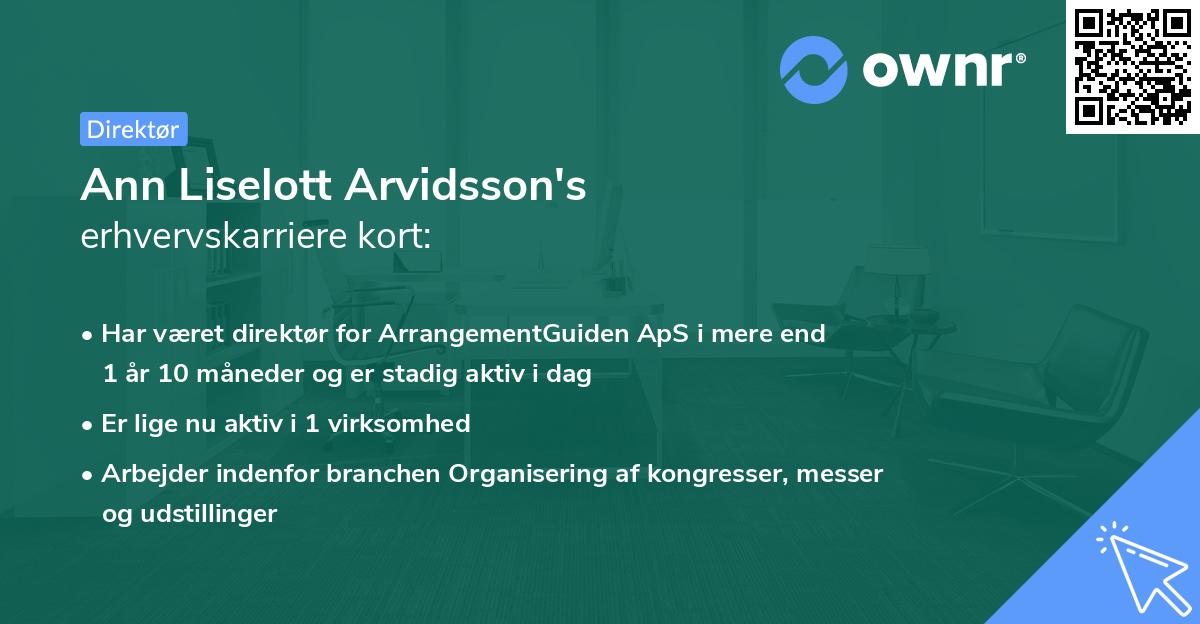 Ann Liselott Arvidsson's erhvervskarriere kort