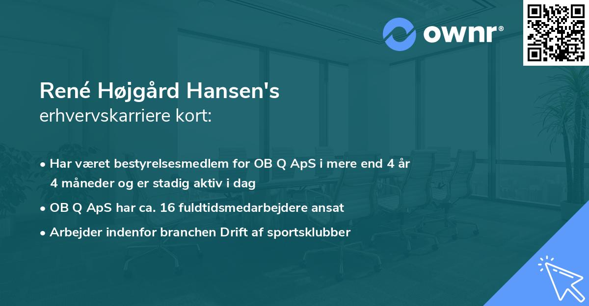 René Højgård Hansen's erhvervskarriere kort