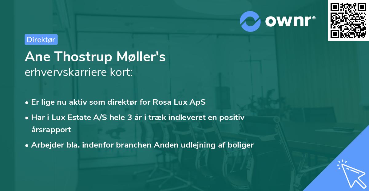 Ane Thostrup Møller's erhvervskarriere kort