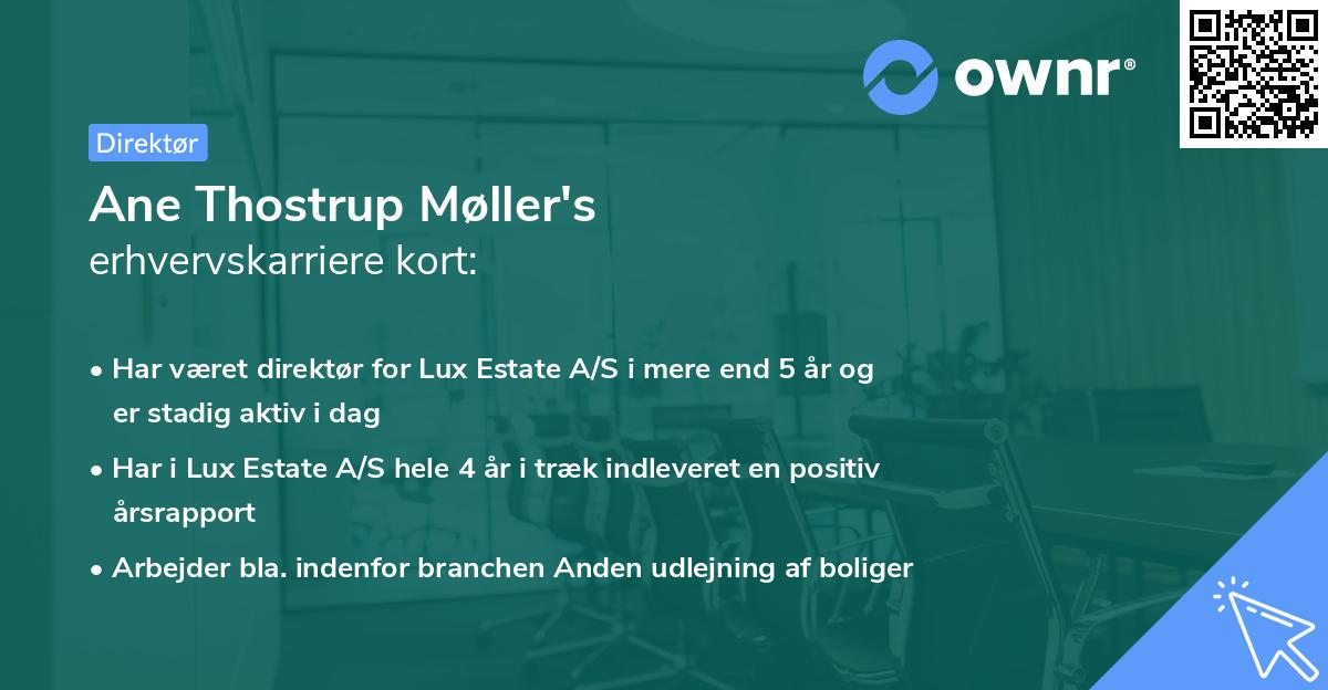 Ane Thostrup Møller's erhvervskarriere kort
