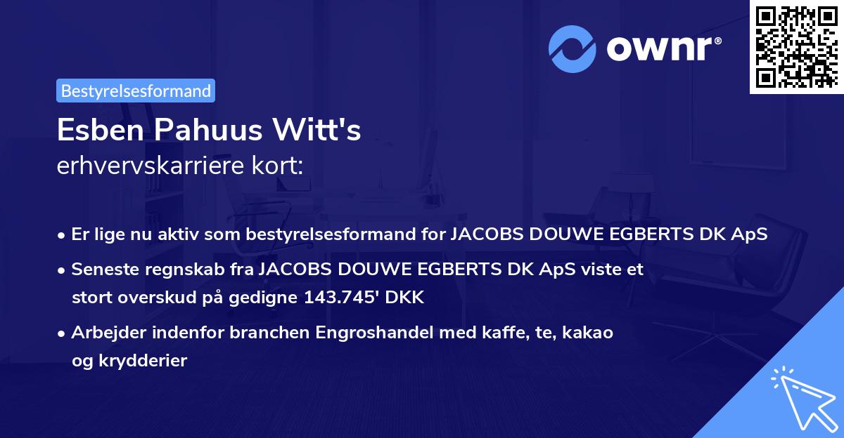 Esben Pahuus Witt's erhvervskarriere kort