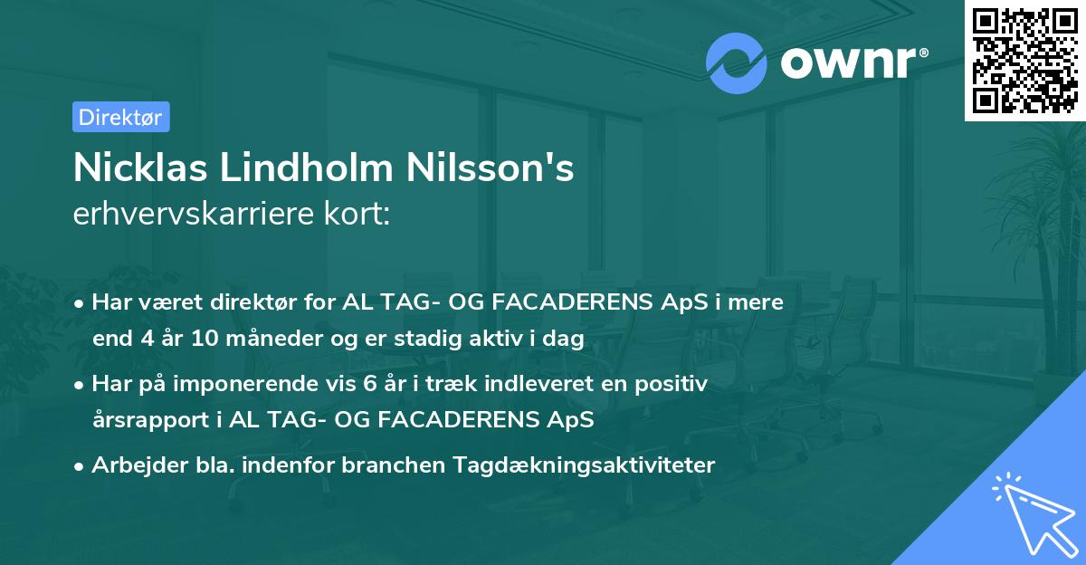 Nicklas Lindholm Nilsson's erhvervskarriere kort